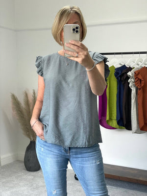 Grace Frill Sleeve Button Back Top 8 - 16 - Susie's Boutique - | Women's Fashion Online