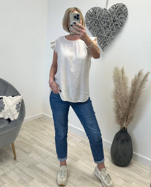 Grace Frill Sleeve Button Back Top 8 - 16 - Susie's Boutique - | Women's Fashion Online