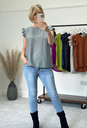 Grace Frill Sleeve Button Back Top 8 - 16 - Susie's Boutique - | Women's Fashion Online