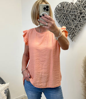 Grace Frill Sleeve Button Back Top 8 - 16 - Susie's Boutique - | Women's Fashion Online