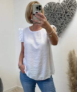 Grace Frill Sleeve Button Back Top 8 - 16 - Susie's Boutique - | Women's Fashion Online