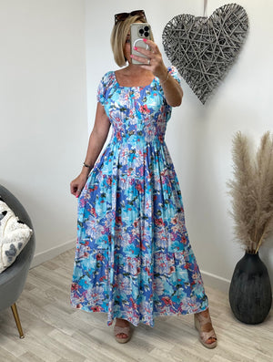 Cora Floral Magic Maxi Dress 8-22 Blue ZU101-6 - Susie's Boutique
