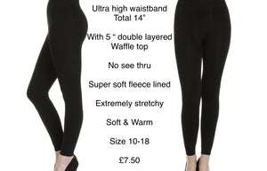Ultra High Waist Fleece Lined Stretchy Leggings 10-18 - Susie's Boutique