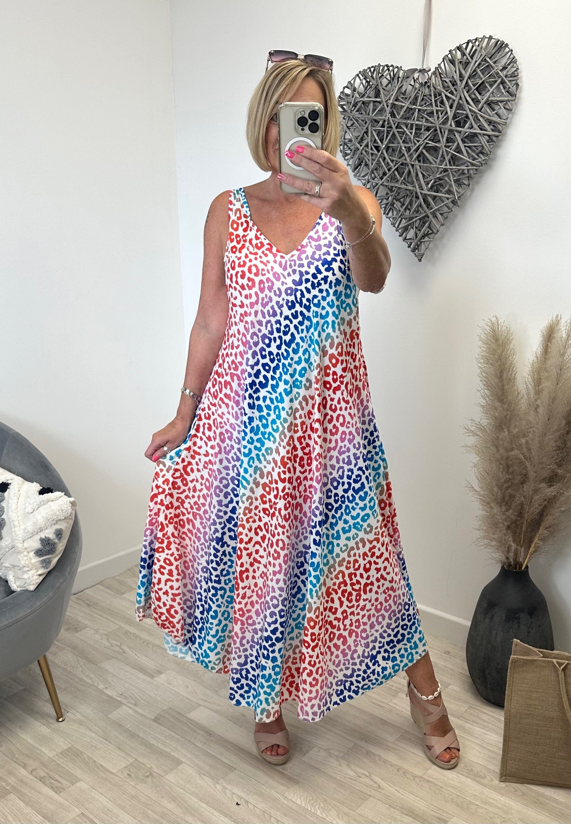 Rainbow leopard print sales dress
