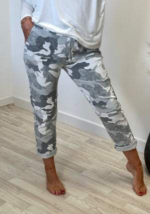 Becca Camouflage Magic Trousers 8-22 Grey - Susie's Boutique
