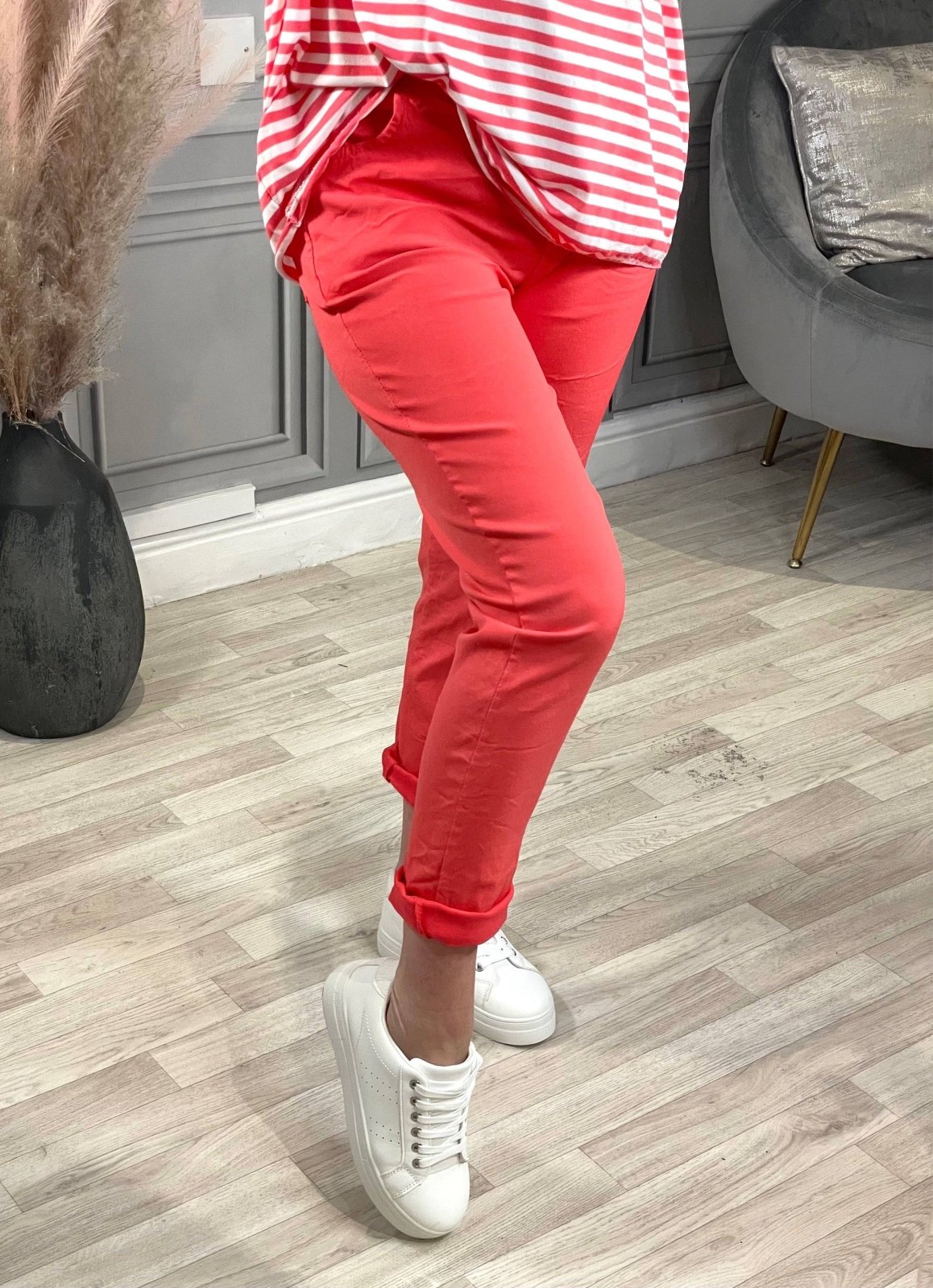 Julia Stretch Magic Trousers 8 - 22 Coral - Susie's Boutique - | Women's Fashion Online