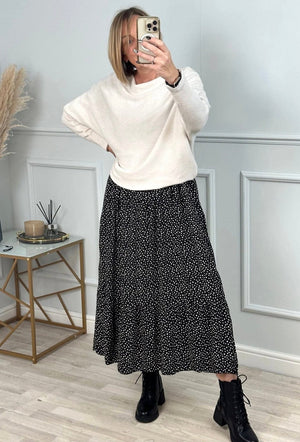 Leyla Sheered Polka Dress 10 - 16 Black - Susie's Boutique - | Women's Fashion Online