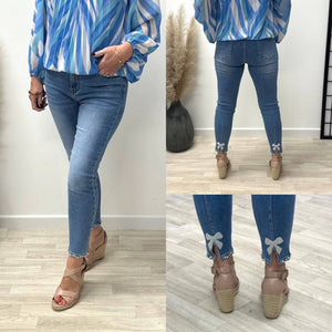 Carmen Diamante Pearl Bow Back Jeans 8-20