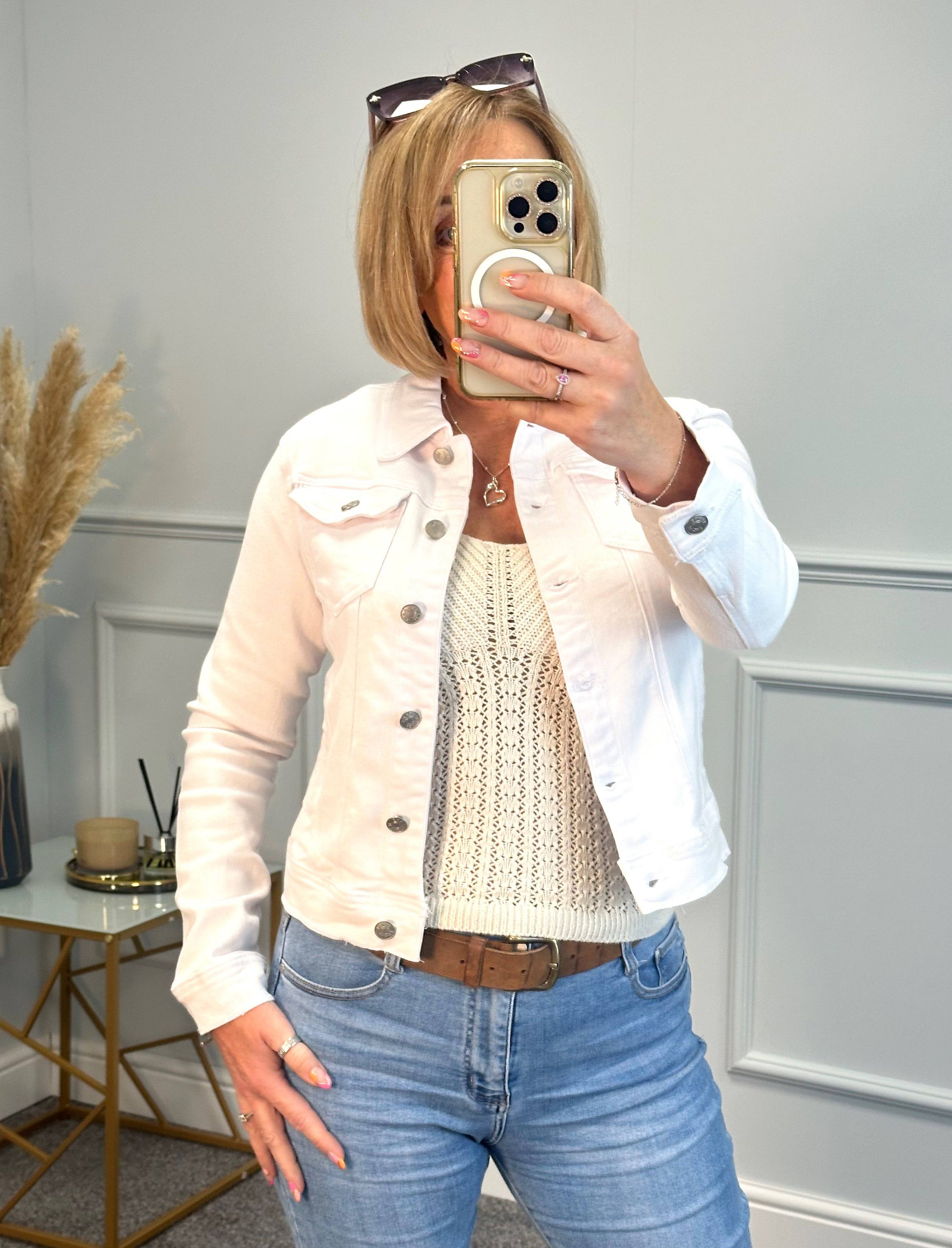 G Smack Classic Stretch Denim Jacket 10 22 White Susie s Boutique
