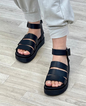 Sara Chunky Gladiator Sandals Black - Susie's Boutique - | Women's Fashion Online