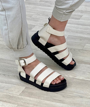 Sara Chunky Gladiator Sandals Sand - Susie's Boutique - | Women's Fashion Online