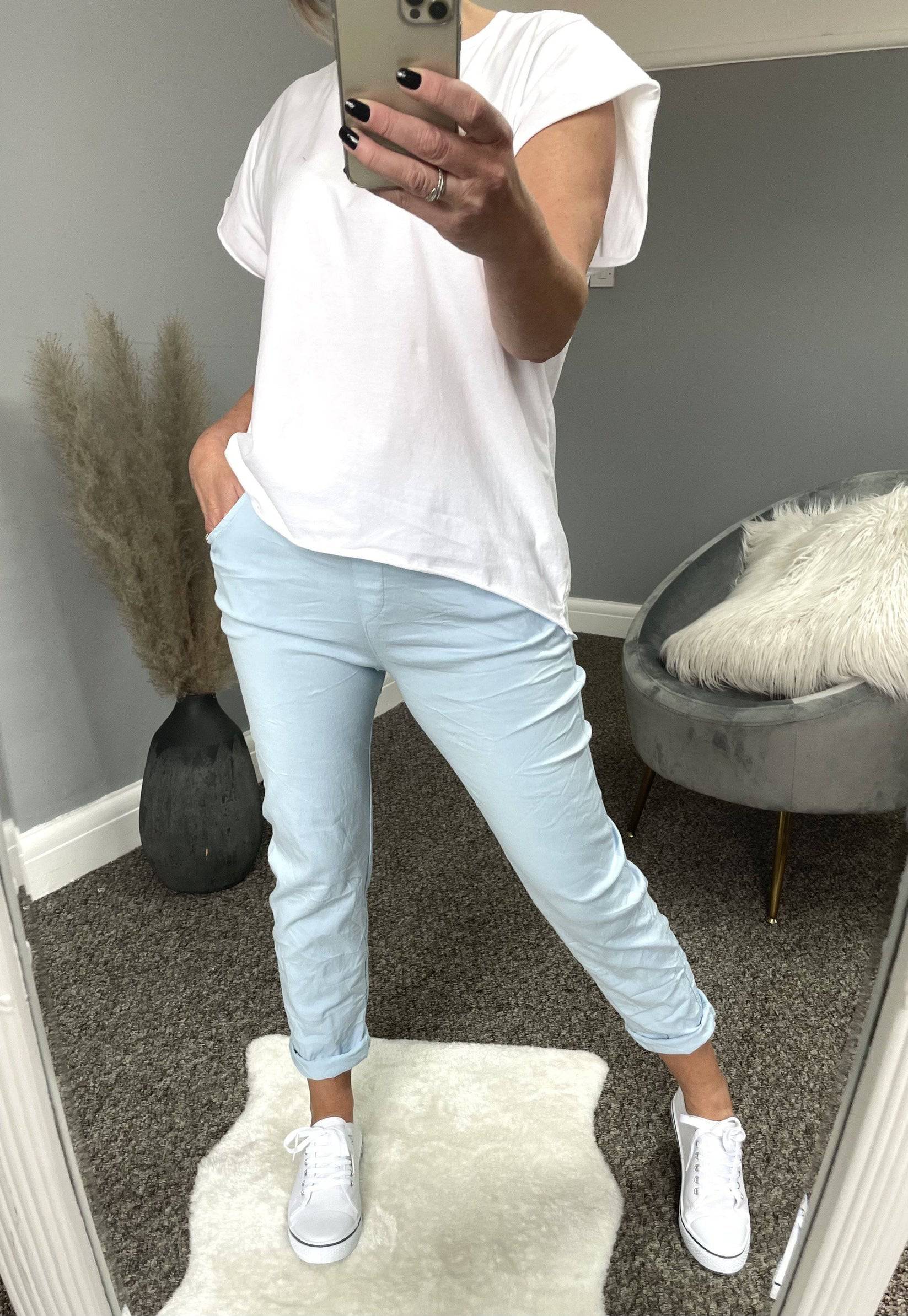 Julia Stretch Magic Trousers 8-22 Blue - Susie's Boutique