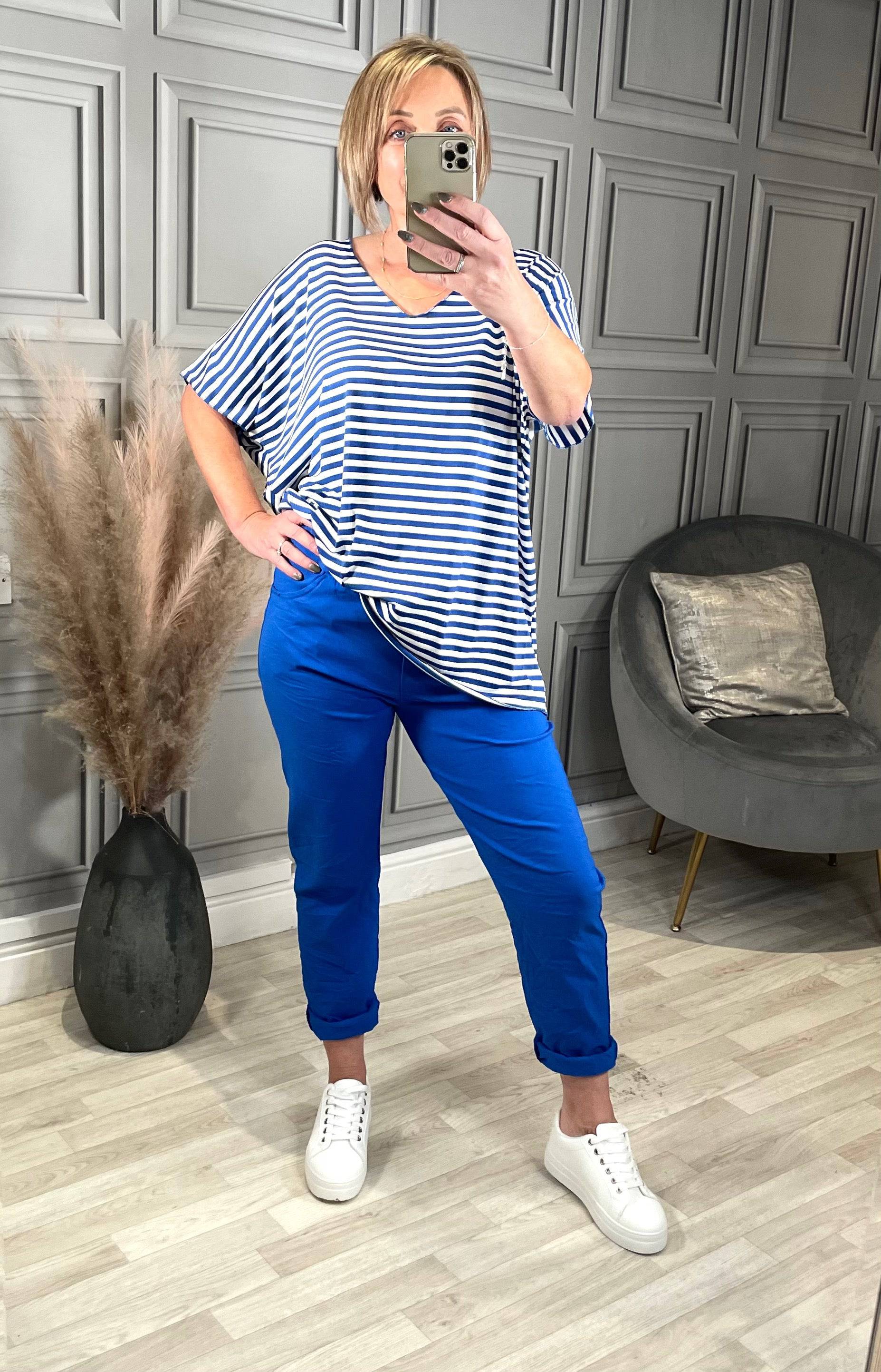 Julia Stretch Magic Trousers 8-22 Cobalt - Susie's Boutique