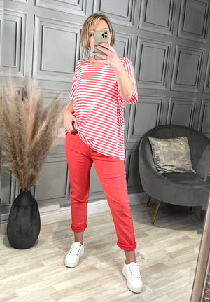 Julia Stretch Magic Trousers 8-22 Coral - Susie's Boutique