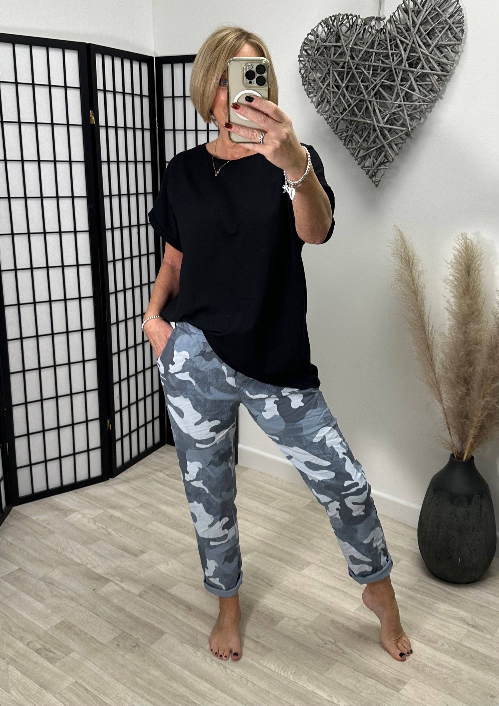 Becca Camouflage Magic Trousers 18-22 Denim Blue NO RETURNS ON SALE ITEMS - Susie's Boutique