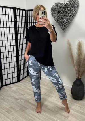 Becca Camouflage Magic Trousers 18-22 Denim Blue NO RETURNS ON SALE ITEMS - Susie's Boutique