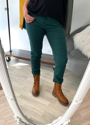 Julia Stretch Magic Trousers 8-22 Forest Green - Susie's Boutique