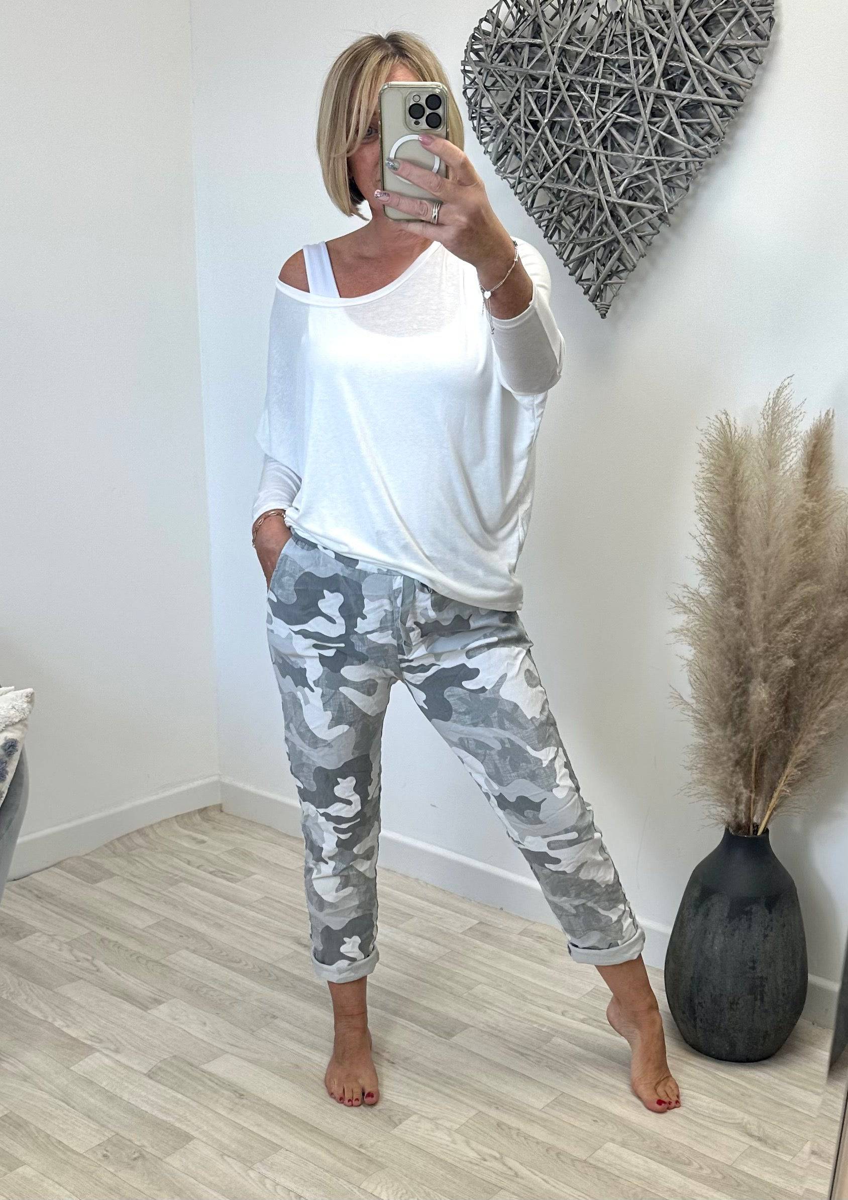 Becca Camouflage Magic Trousers 18-22 Grey NO RETURNS ON SALE ITEMS