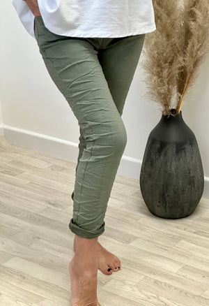 Julia Stretch Magic Trousers 8-22 Khaki - Susie's Boutique