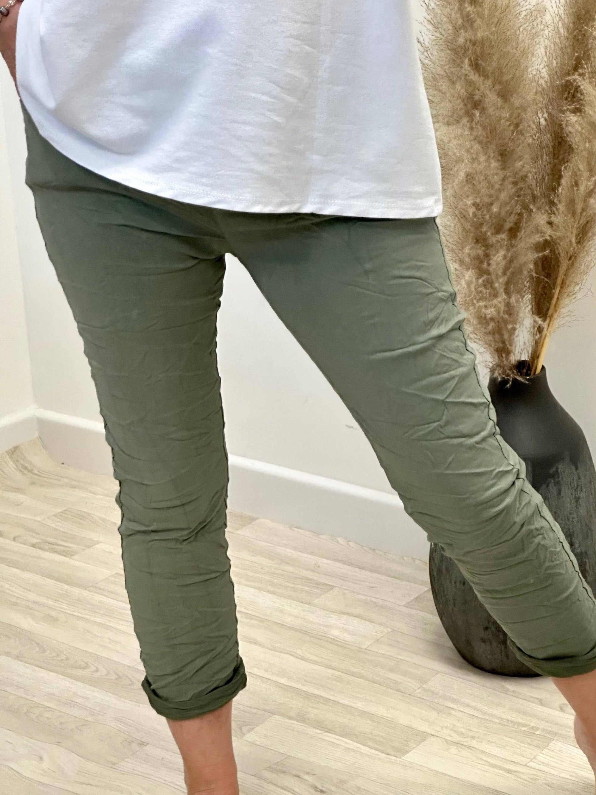 Julia Stretch Magic Trousers 8-22 Khaki - Susie's Boutique