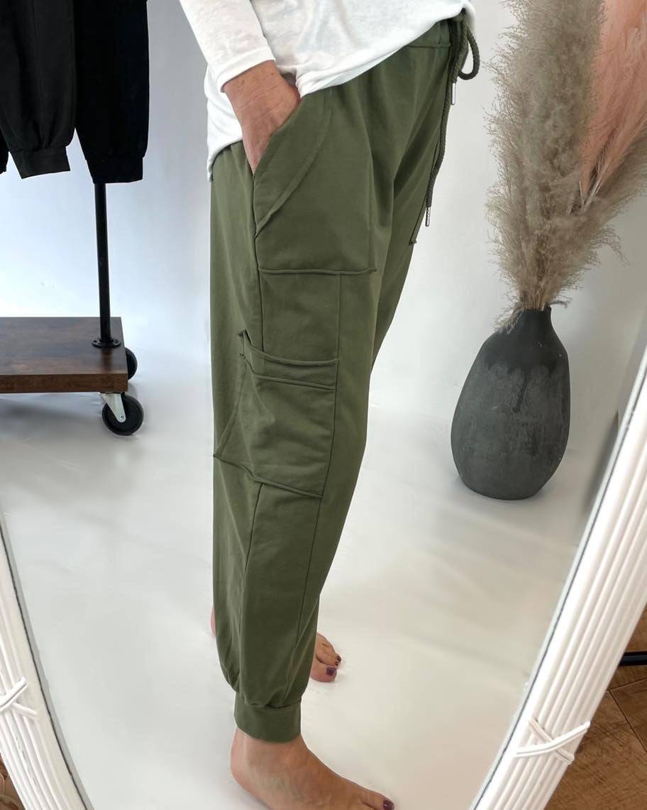 Khaki drawstring cargo joggers discount