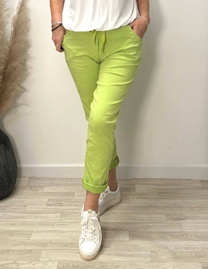 Julia Stretch Magic Trousers 8-22 Lime - Susie's Boutique