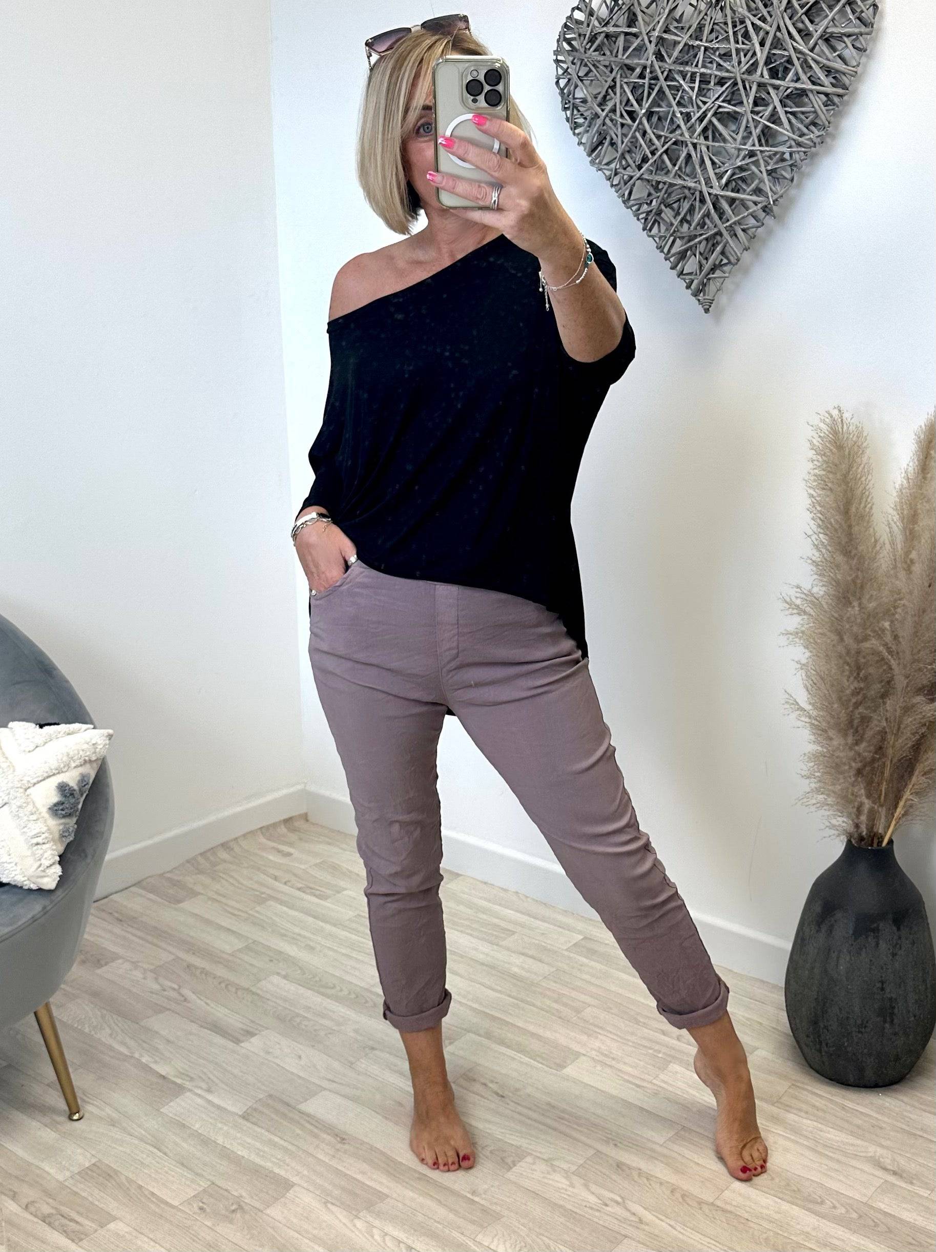 Julia Stretch Magic Trousers 8-22 Mauve - Susie's Boutique