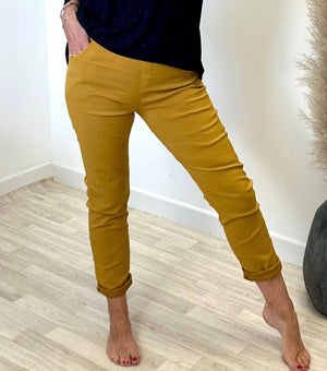 Julia Stretch Magic Trousers 8-22 Mustard - Susie's Boutique