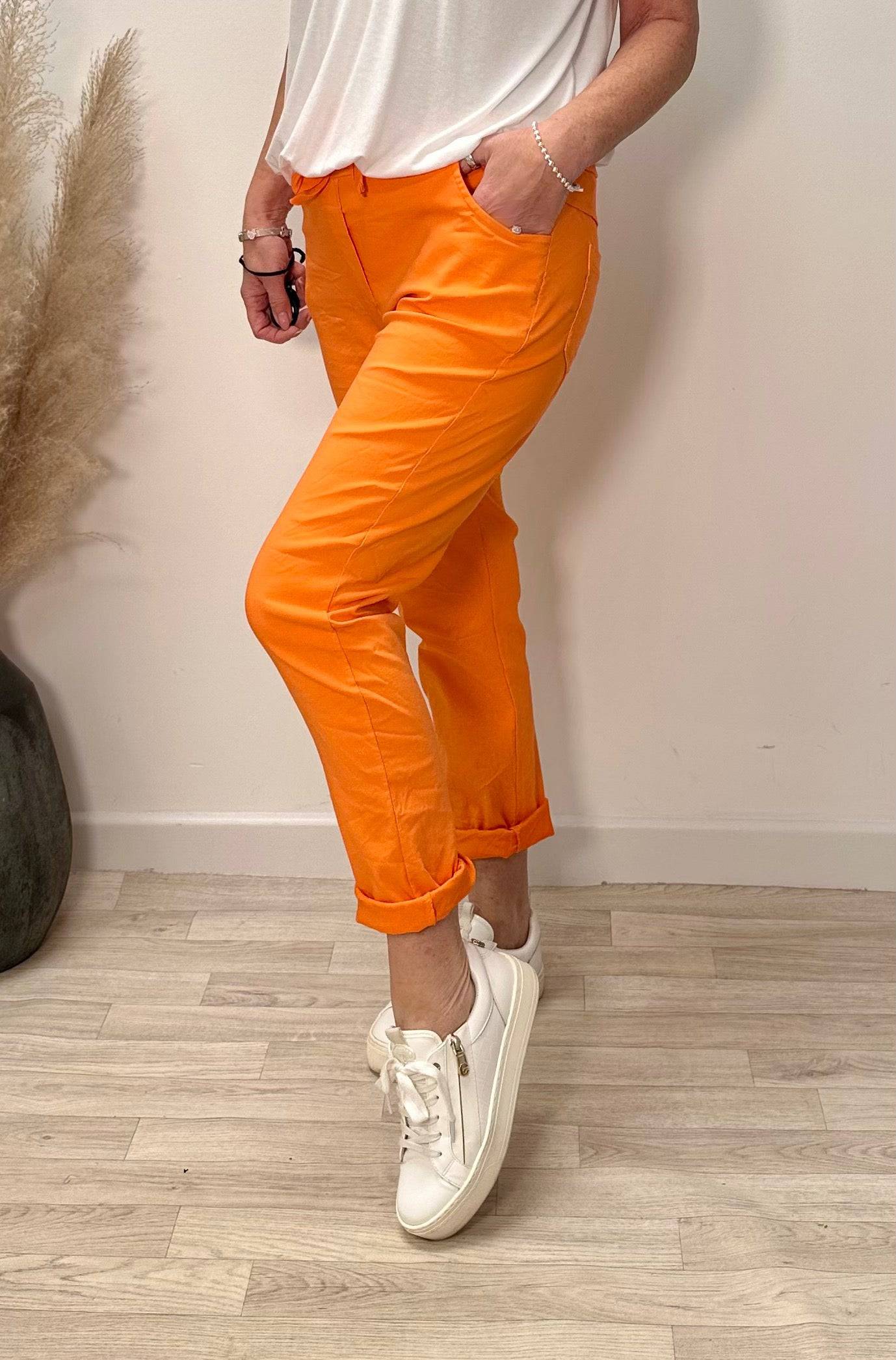 Julia Stretch Magic Trousers 8-22 Orange - Susie's Boutique