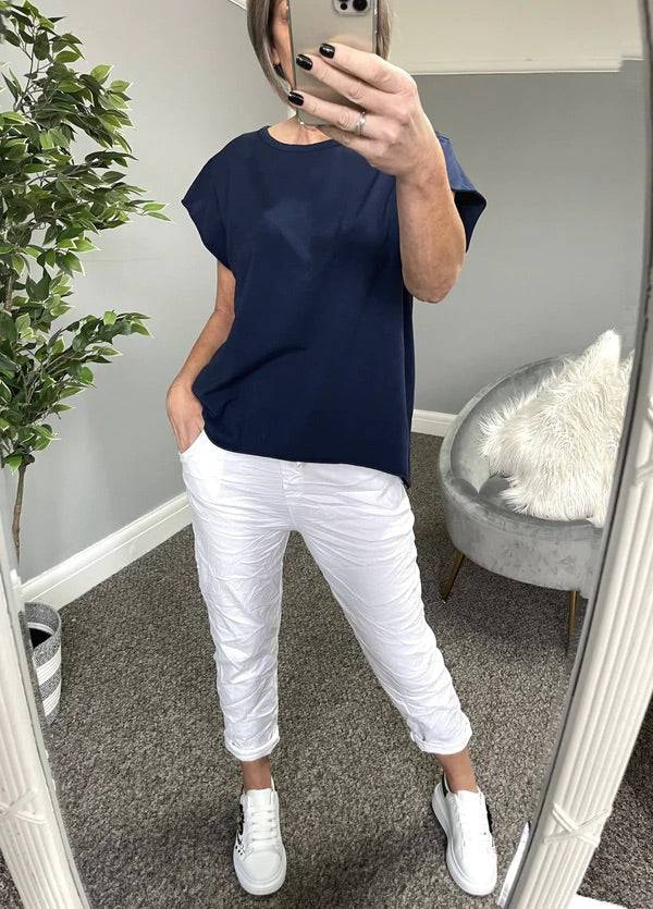 Julia Stretch Magic Trousers  8-22 White - Susie's Boutique