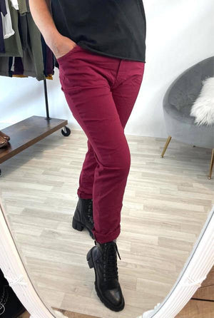 Julia Stretch Magic Trousers 8-22 Wine - Susie's Boutique