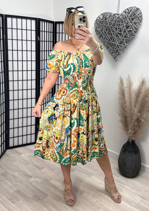 Erin Large Paisley Magic Midi Dress 8-22 Green ZU808-5