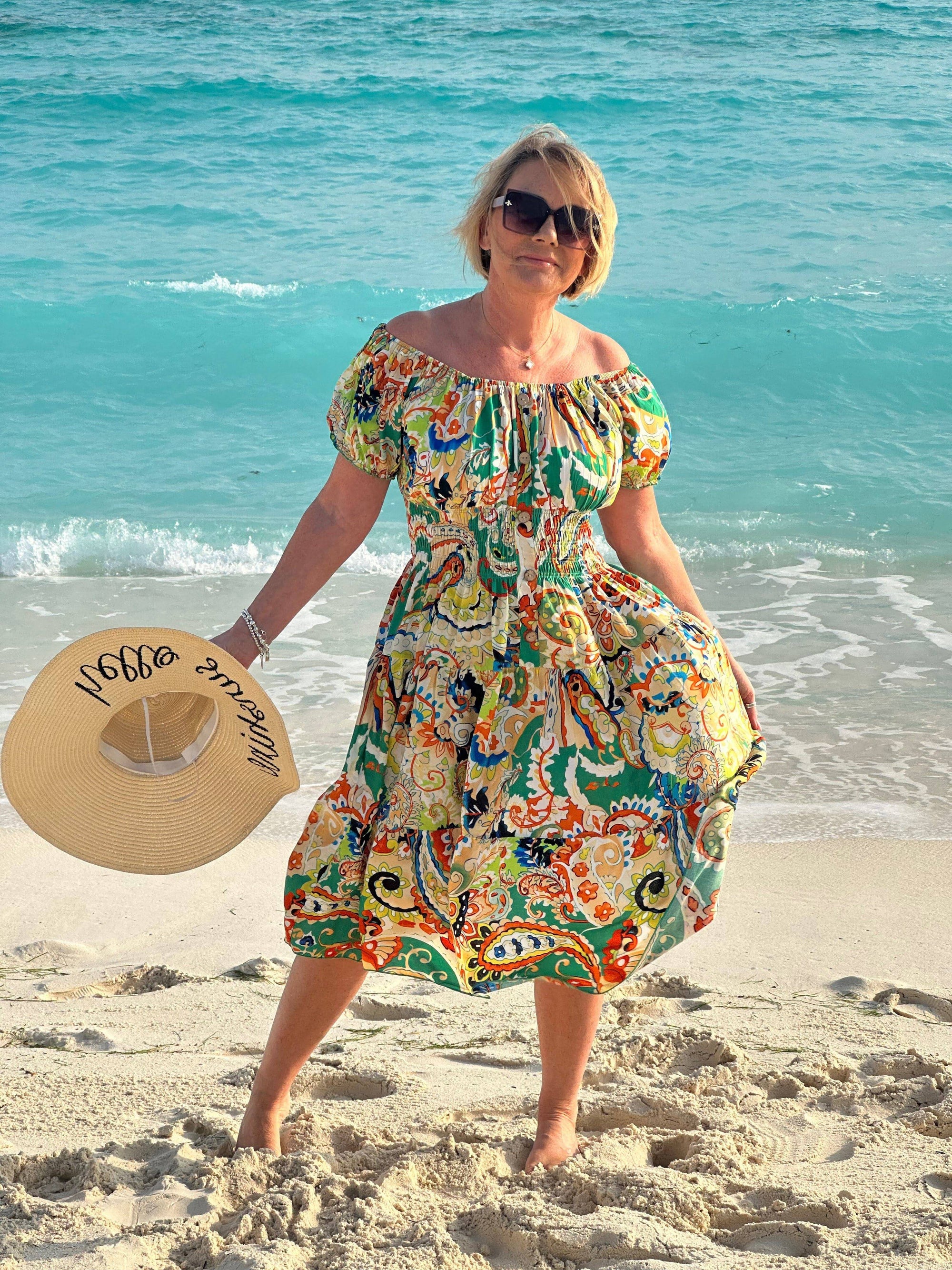 Erin Large Paisley Magic Midi Dress 8-22 Green ZU808-5 - Susie's Boutique