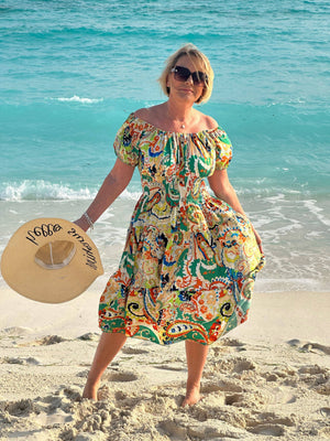 Erin Large Paisley Magic Midi Dress 8-22 Green ZU808-5