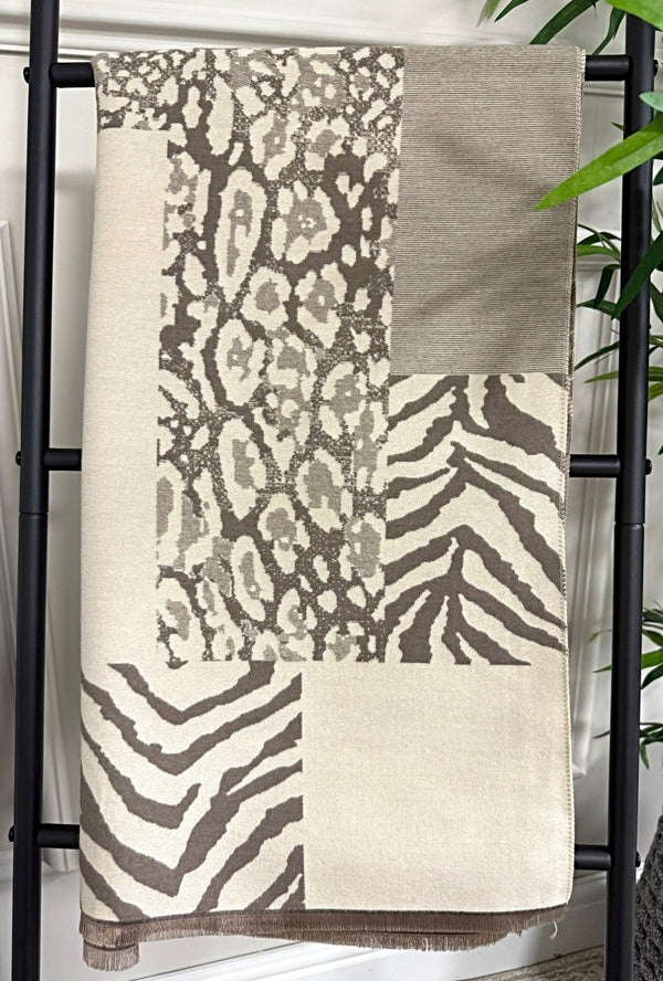 Animal Pattern Reverseble Reversible Animal Print Patchwork Scarf – Zebra & Leopard - Susie's ...