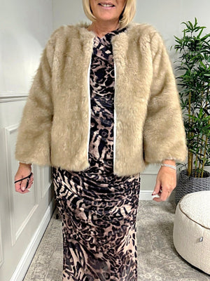Vivienne Luxe Faux Fur Jacket 8 - 14 Beige - Susie's Boutique - | Women's Fashion Online
