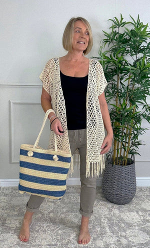 Soleia Crochet Tassel Fringe Back Cardigan - Susie's Boutique - | Women's Fashion Online