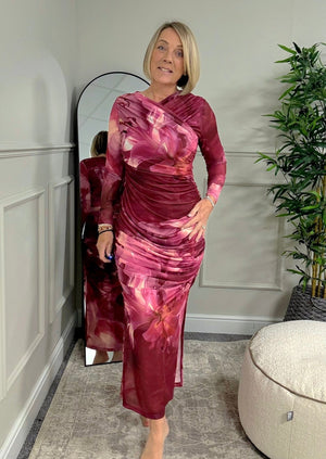 Leona Mesh Maxi Dress 8 - 14 Berry Lily - Susie's Boutique - | Women's Fashion Online