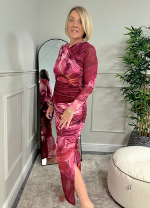 Leona Mesh Maxi Dress 8 - 14 Berry Lily - Susie's Boutique - | Women's Fashion Online