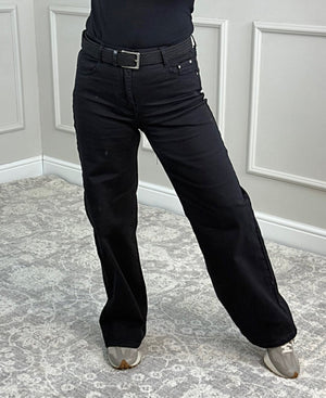 Callie Wide - Leg Jeans – High - Waisted, Relaxed Fit (Sizes 10 - 20) Black - Susie's Boutique - | Women's Fashion Online