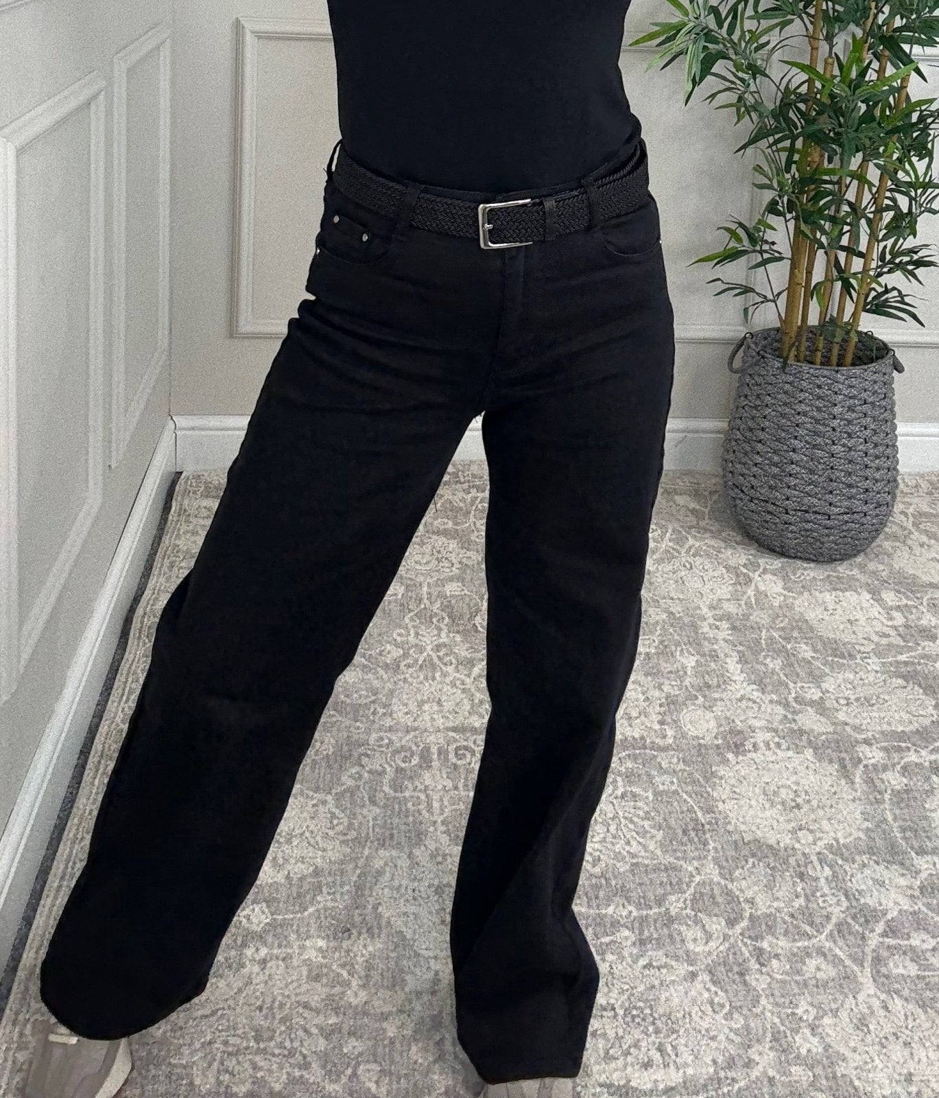 Callie Wide - Leg Jeans – High - Waisted, Relaxed Fit (Sizes 10 - 20) Black - Susie's Boutique - | Women's Fashion Online