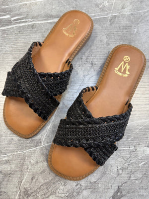 Raya Woven Crossover Sliders sandals - Susie's Boutique - | Women's Fashion Online