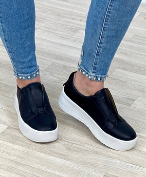 Riva Slip - On Platform Trainers Black - Susie's Boutique - | Women's Fashion Online