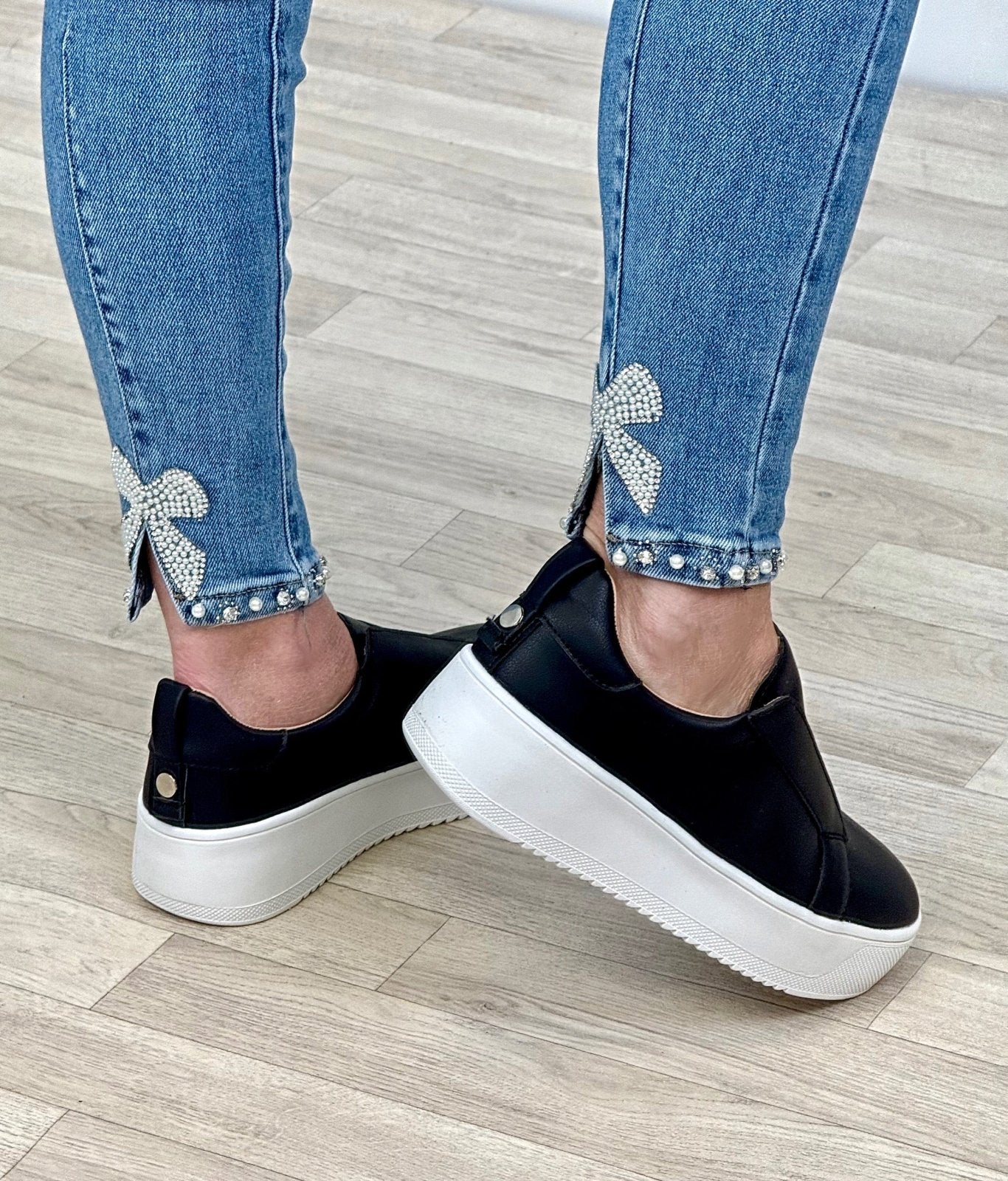 Riva Slip - On Platform Trainers Black - Susie's Boutique - | Women's Fashion Online