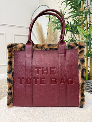 Leopard - Print Trim Structured Tote Bag ( 6 colours ) - Susie's Boutique - | Women's Fashion Online