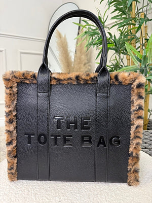 Leopard - Print Trim Structured Tote Bag ( 6 colours ) - Susie's Boutique - | Women's Fashion Online