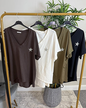 Nova Star Detail V - Neck Tee 10 - 18 Black - Susie's Boutique - | Women's Fashion Online