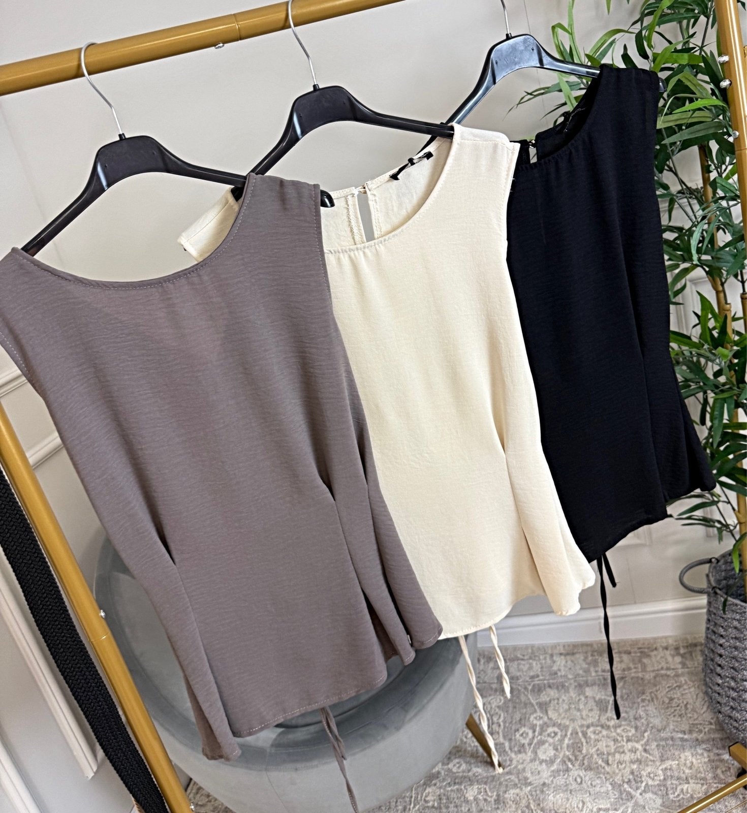 Elina Tie - Back Sleeveless Top 10–18 Sand - Susie's Boutique - | Women's Fashion Online