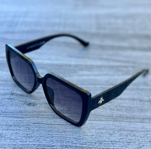 Oversized Square Frame Sunglasses with Bee Emblem - Susie's Boutique - | Women's Fashion Online