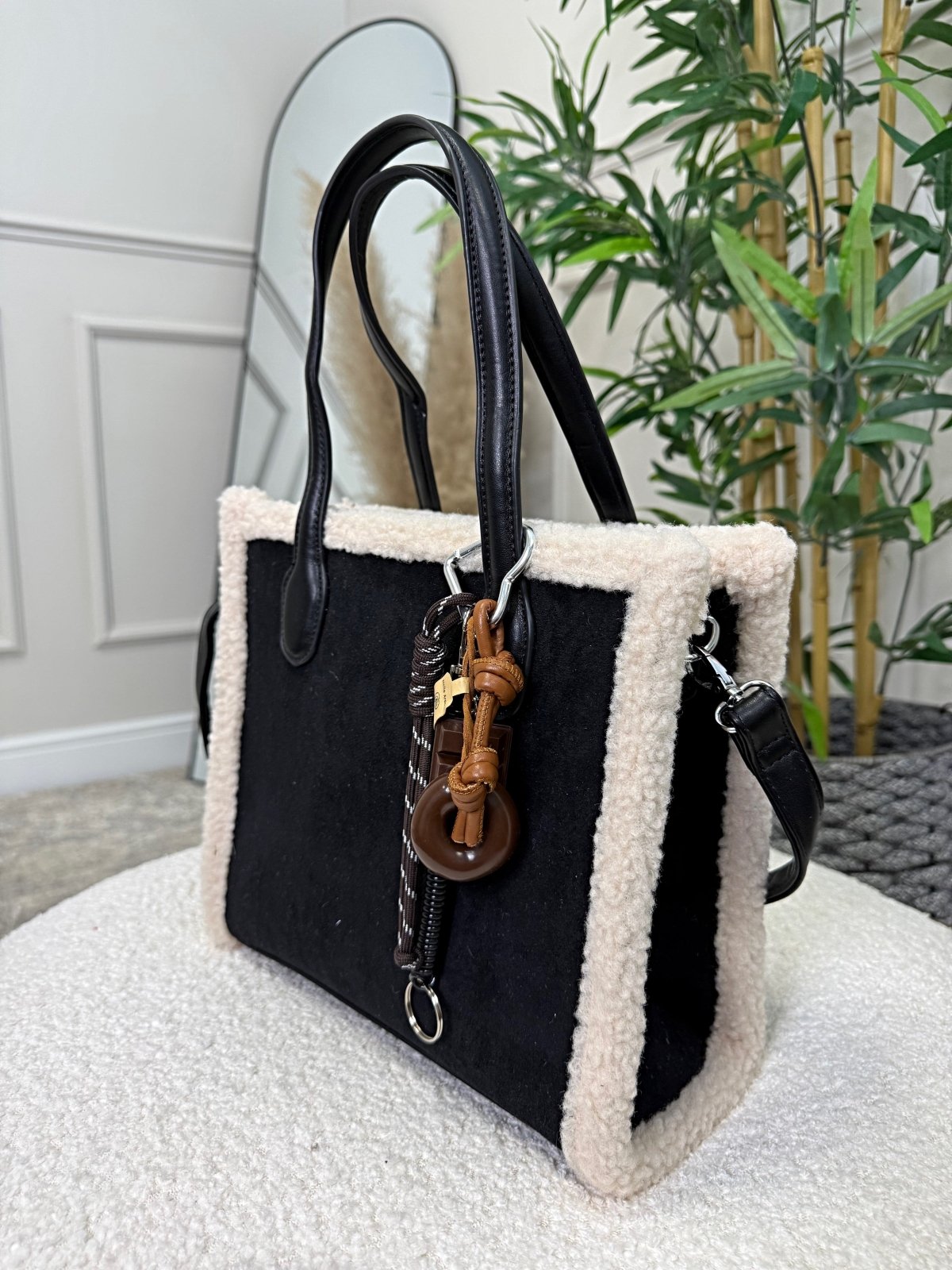 Teddy - Trim Suedette Charm Tote Bag ( 5 colours ) - Susie's Boutique - | Women's Fashion Online